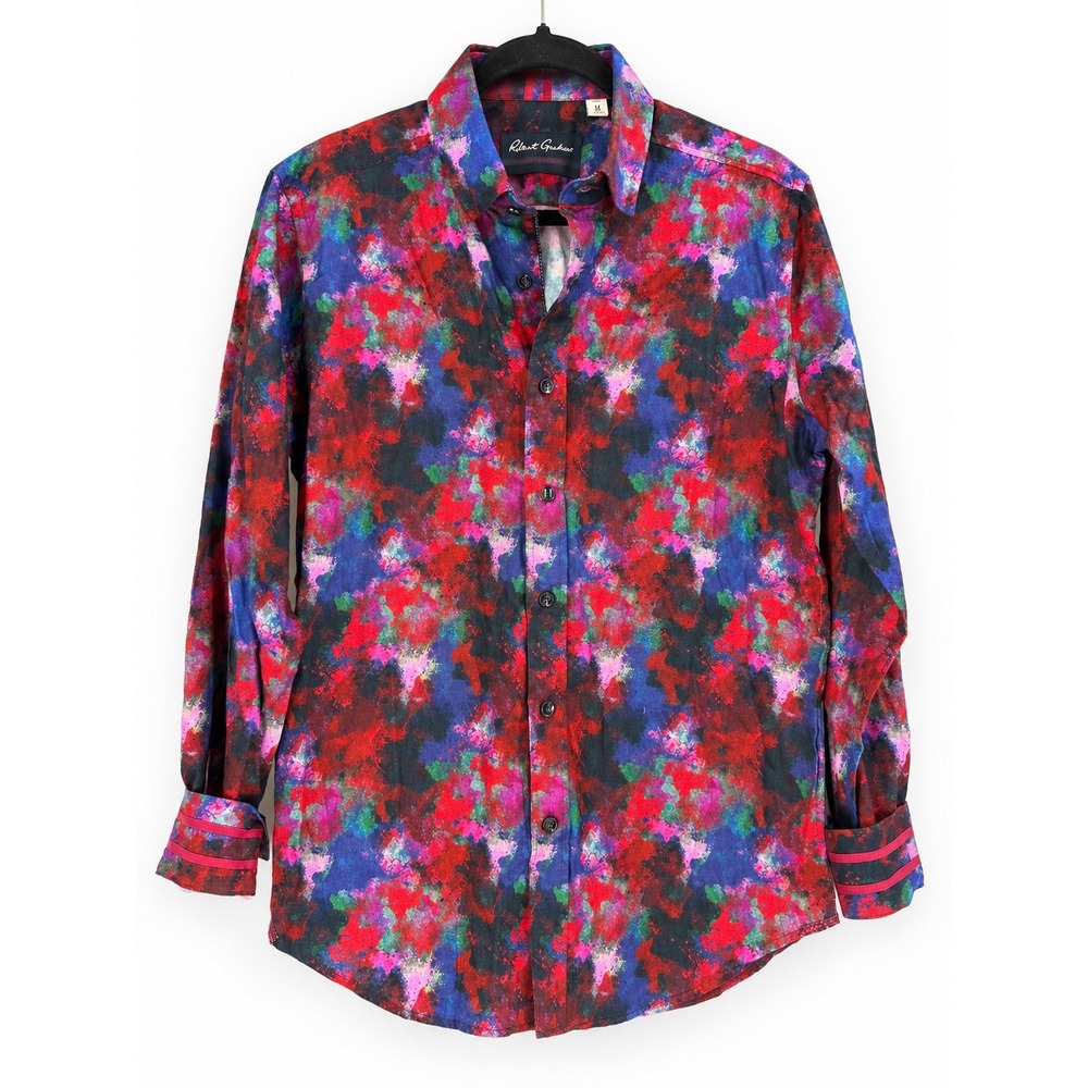 Robert Graham Button Down Mens M Multicolor Abstract Paint Splatter Artistic